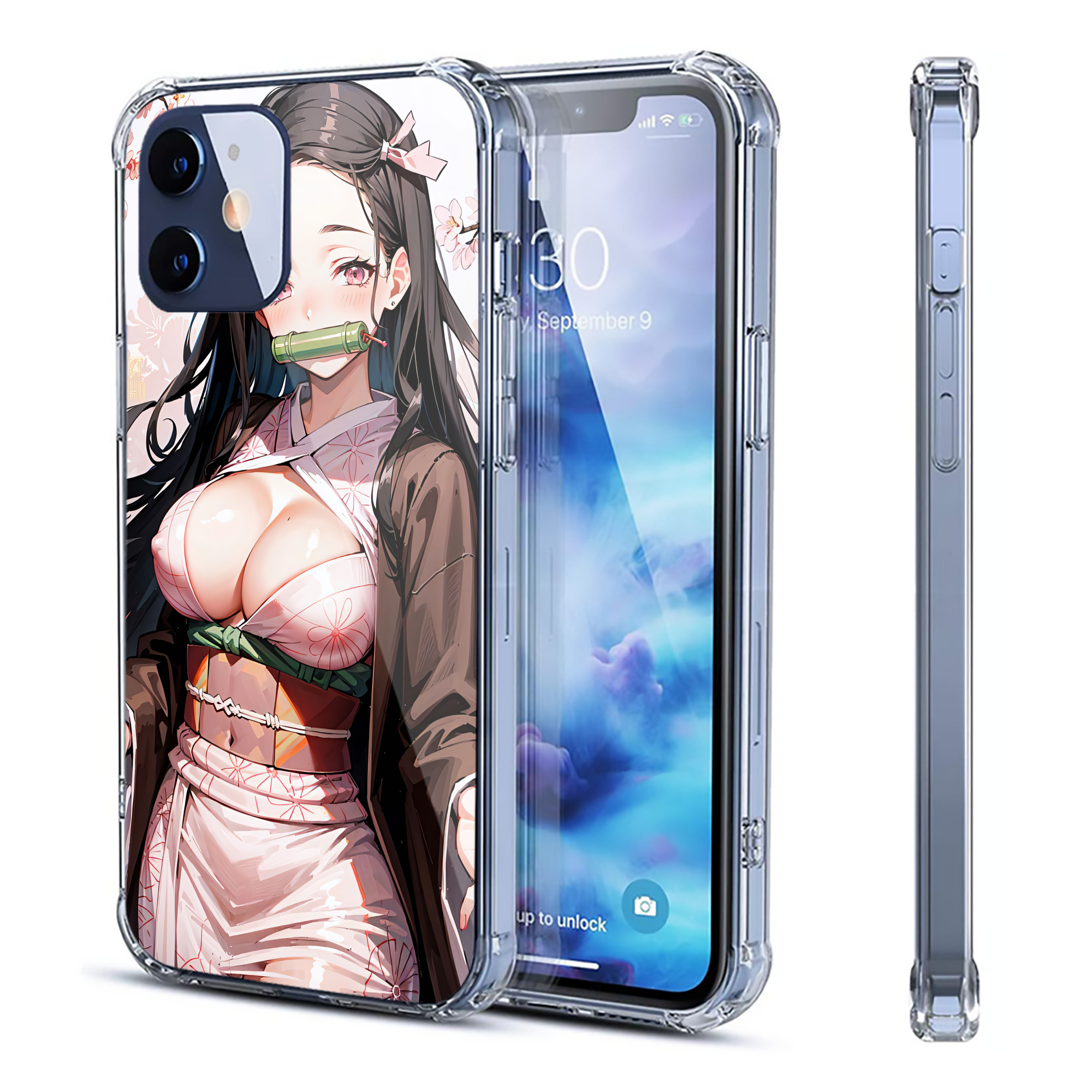 （画像用） 鬼滅の刃（きめつのやいば）竈門 禰󠄀豆子／かまど ねずこ Kamado Nezuko 【iPhone 12シリーズ対応】透明スマホケース（クリアソフトケース）